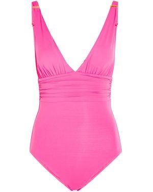 Melissa Odabash Panarea Plunge V-Neck Swimsuit - Pink