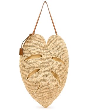 STAUD Large Palm Leather And Raffia Shoulder Bag - Metallic