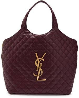 Saint Laurent Icare Quilted Leather Tote Bag - Purple