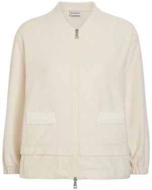 Moncler Logo-Appliquéd Layered Bouclé Cardigan - Natural