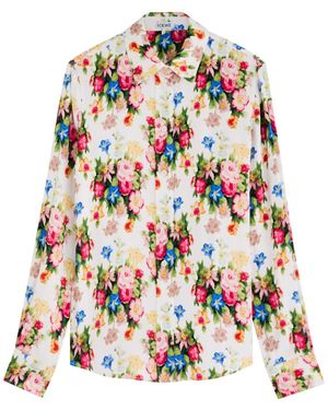 Loewe Floral-Print Silk-Satin Blouse - White