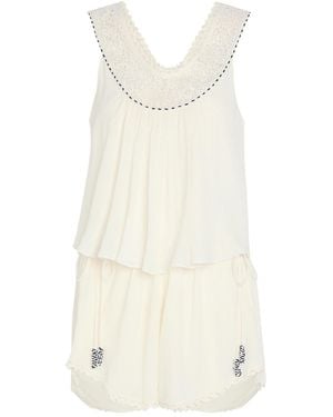 Isabel Marant Nilany Lace-Trim Silk-Georgette Playsuit - Natural