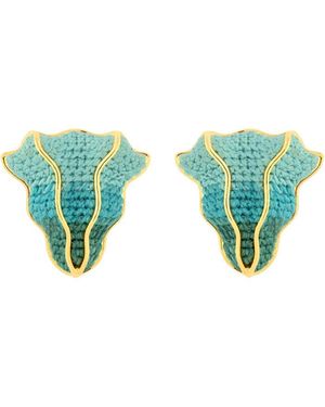 Maria Frering Resolução Embroidered-Plated Earrings - Green
