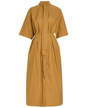 Lemaire Reversible Belted Cotton And Silk-Blend Midi Dress - Brown