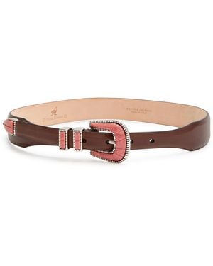Silver Ostrich Crazy Leather Belt - Multicolour