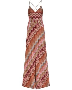 Missoni Chevron Fine-Knit Maxi Dress - Red