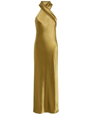 Galvan London Pandora Cascading Satin Maxi Dress - Metallic