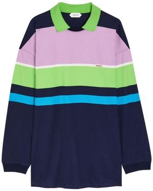Versace Striped Cotton Mini Sweatshirt Dress - Blue
