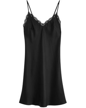 Simone Perele Love Me Lace-Trim Silk-Satin Night Dress - Black