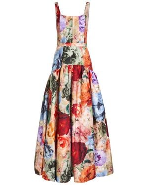 Alice + Olivia Diana Floral-Print Sateen Gown - Red