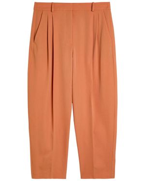 Stella McCartney Pleated Barrel-Leg Wool Trousers - Orange