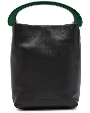 Dries Van Noten Crisp Leather Top Handle Bag - Black