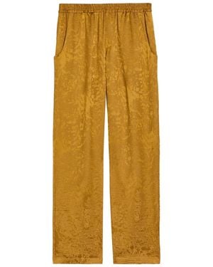 Delos Tao Textured Jacquard Satin Trousers - Yellow