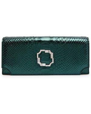 Malone Souliers Vivien Python-Effect Leather Clutch - Green