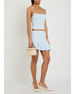 LoveShackFancy Garrett Cropped Pointelle-Knit Top - White
