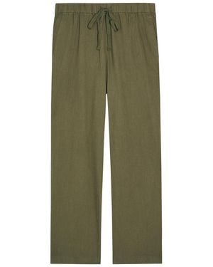 Eileen Fisher Straight-Leg Cotton And Linen-Blend Trousers - Green