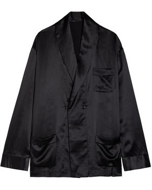 Delos Gilbert Double-Breasted Silk Jacket - Black