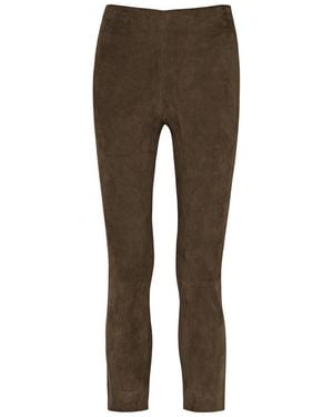 Vince Split-cuff Suede Trousers - Brown