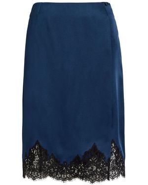 Stella McCartney Iconic Lace-Trimmed Satin Knee-Length Wrap Skirt - Blue