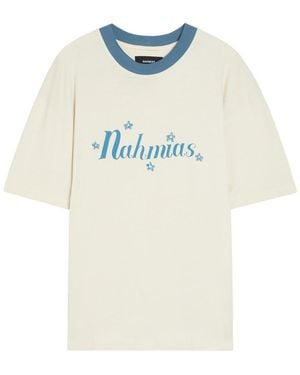 NAHMIAS Ringer Logo-Print Cotton T-Shirt - White