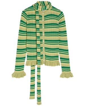 Damson Madder Anelis Cotton And Merino Wool-Blend Cardigan - Green