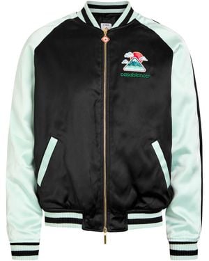 CASABLANCA Quilted Colour-Block Satin Track Jacket - Black