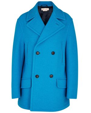 Marni Double-Breasted Wool Peacoat - Blue