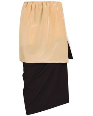 Calvin Klein Sully Layered Wool And Silk-Blend Midi Skirt - Black
