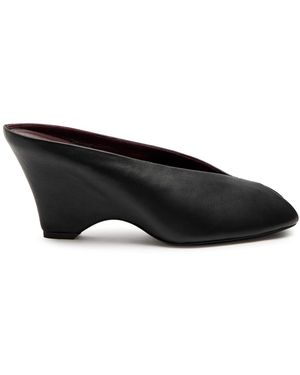 KHAITE Cloak 75 Peep-Toe Leather Mules - Black