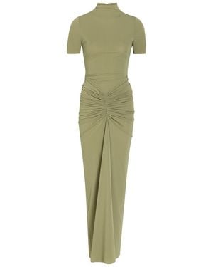 Ronny Kobo Enid Ruched Tissue Jersey Maxi Dress - Green