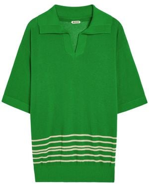 Bode Bentgrass Logo-Embroidered Cotton-Knit Polo Shirt - Green