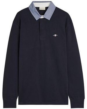 GANT Chambray Collar Cotton Rugby Shirt - Blue