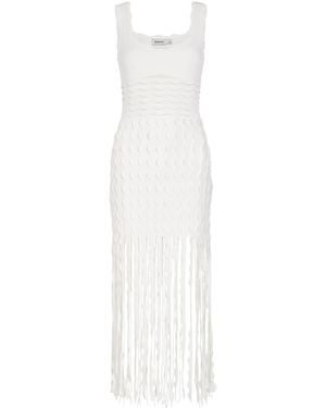 Jonathan Simkhai Brionne Scalloped Knit Midi Dress - White