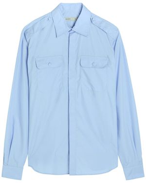 AARON ESH Military Cotton-Poplin Shirt - Blue