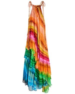 ALÉMAIS Iris Printed Voile Gown - White