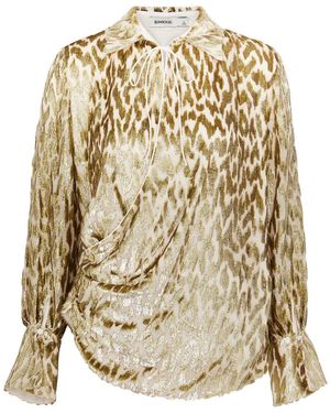 Jonathan Simkhai Luella Lamé Fil Coupé Blouse - Natural