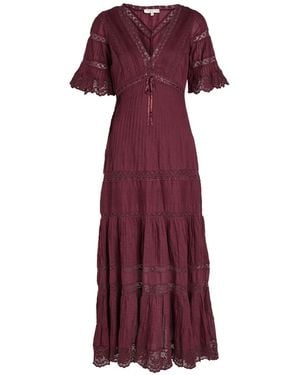 LoveShackFancy Marlowe Lace-Detail Cotton Midi Dress - Red