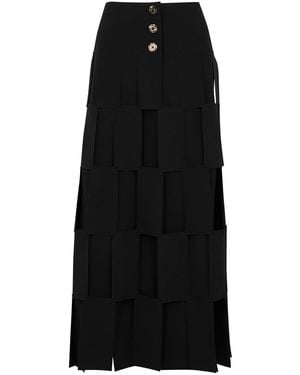 A.W.A.K.E. MODE Laser-Cut Layered Midi Skirt - Black