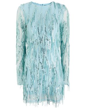 ROTATE SUNDAY Fringed Sequin-Embellished Tulle Mini Dress - Blue