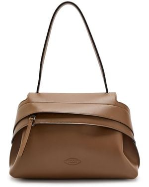 Tod's Wav Monospalla Piccola Leather Tote Bag - Brown