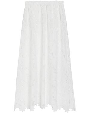 SOLAQUA Margaux Embroidered Guipure-Lace Maxi Skirt - White