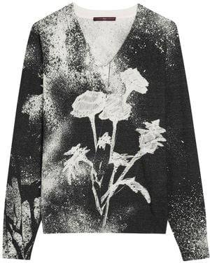 High Amuse Printed Rayon-Blend Top - Gray