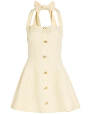 Aje. Monroe Halterneck Linen-Blend Mini Dress - Natural