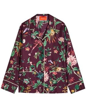 La DoubleJ Zooflora Printed Silk-Twill Shirt - Red