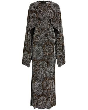 Rabanne Embellished Cape Gown - Grey