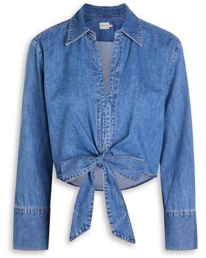 Alice + Olivia Hannon Chambray Denim Shirt - Blue