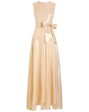 Luxe de Valentina Luna Metallic Silk Maxi Dress - Natural