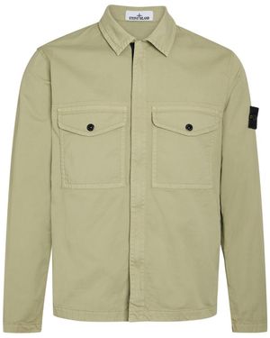 Stone Island Logo-Appliquéd Stretch-Cotton Overshirt - Green