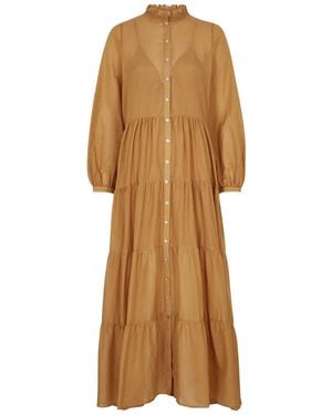 Bird & Knoll James Tiered Cotton-blend Maxi Dress - Natural