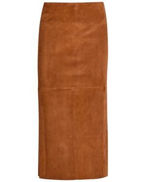 Stouls Winona Split-Hem Suede Midi Skirt - Brown